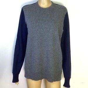 Theory Hilles Crewneck Cashmere Sweater Grey Navy Sz S